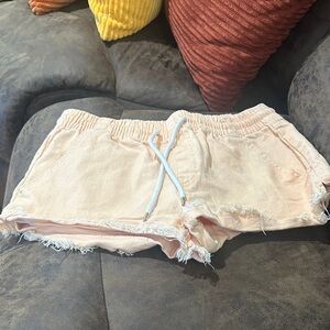 Peach Frayed Hem Shorts